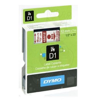 Dymo 45012 (S0720520) Original Label Tape (12mm x 7m) Red On Clear