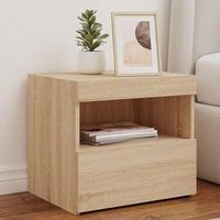 mesitas de noche con led - dormitorio - madera de ingenieria - roble sonoma 50x40x45cm
