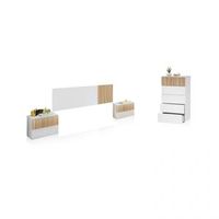 dormitorio compuesto por 4 piezas nitza 5c blanco artik blanco mate - natur 166 x 50 x 3 cm