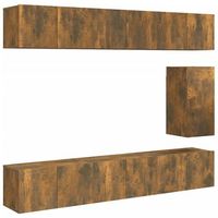 set de muebles de tv 7 pzas madera contrachapada roble ahumado