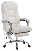 silla de oficina giratoria regulable en simil cuero blanco