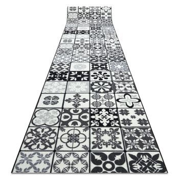 Alfombra De Pasillo Con Refuerzo De Goma Azulejo Labor De Retazos, Azu 80x560 Cm