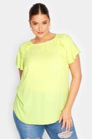 yours blusa amarilla manga corta con volantes mujer curvy y tallas grandes yours