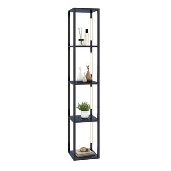 Lámpara De Pie Moderna Con Estante Iluminado Negro 163 Cm