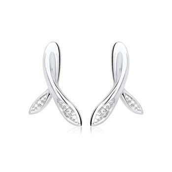 14 quilates pendientes de oro blanco 2 diamantes 0.0092 ct.