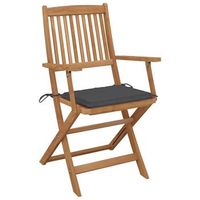 pack 4 uds sillas de jardin  silla de exterior  sillon plegables y cojines madera maciza acacia