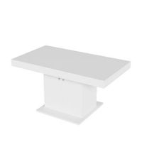 mesa de comedor extensible blanca 140-180 x 80 cm con armario