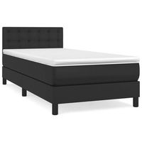 cama tapizada 203x90x88 cm vinilo - negro