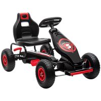 homcom go kart a pedales infantil con asiento ajustable neumaticos inflables amortiguador y freno de mano 121x58x61 cm rojo   aosom espana