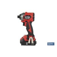 atornillador percutor de impacto sin escobillas  para puntas 14 hex  control de velocidad variable  maletin bateria li-ion de 20v y 20 ah y cargador incluido