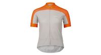 maillot de manga corta poc essential road logo para mujer gris naranja