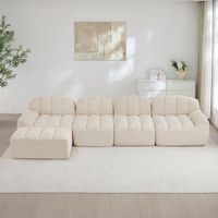 sofa modular de 4 plazas con otomana beige y blanco espuma 32d