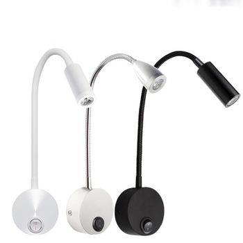 Lámparas de lectura LED para mesita de noche con interruptor, aplique de pared creativo para dormitorio, foco LED de manguera para estudio de hotel, lámpara de cuello de ganso para hotel