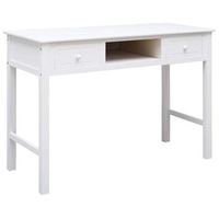 escritorio de madera maciza de paulownia blanco 108x45x76 cm