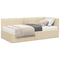 estructura de cama esquina con colchon 2 pcs crema terciopelo vidaxl