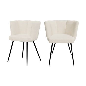 Set de 2 sillas en tejido bouclé beige con patas de metal