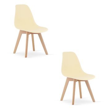Set De 2 Silla De Comedor Polipropileno Valora Kito Asiento Ergonómico Crema