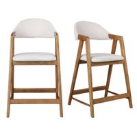 silla de bar de tela color crudo y fresno x2