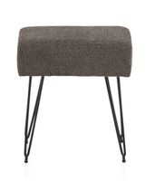 taburete tapizado gris con patas metalicas negras