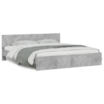 Estructura De Cama Con Cabecero Gris Hormigón 200x200cm Vidaxl