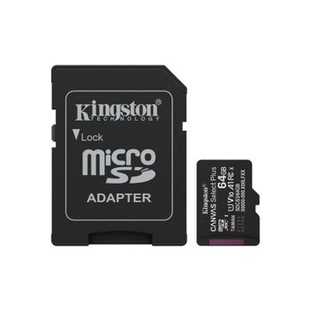 MicroSDXC 64GB Clase 10 UHS-I A1 V10 100MB/s con Adaptador SD Negra