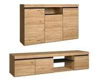 set naturale salon comedor mueble auxiliar  buffet-mueble tv 160cm roble negro nordico