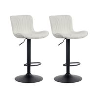 set de 2 taburetes de bar regulable en tela crema