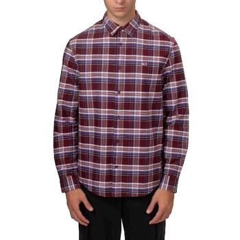 Tommy Hilfiger Camisa manga larga Chemise manches longues Tommy Jeans Oxford tartan bordeaux para hombre