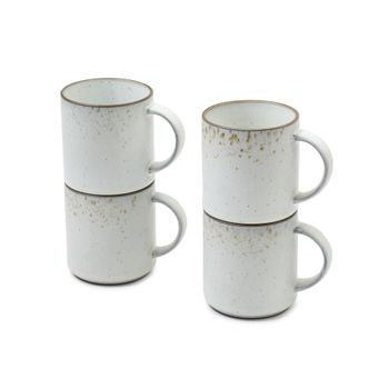 Juego de 4 tazas de gres blanco roto d10