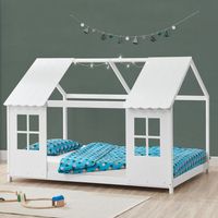 cama para ninos tostedt en forma de casita 90x200 cm - blanco encasa