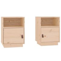 pack 2 uds mesitas de noche  mesa auxiliar  mesilla madera maciza de pino 40x34x55 cm