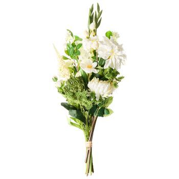 Ramo De Flores Artificiales Arreglado A Mano Preparado 70 Cm Blanco Louro