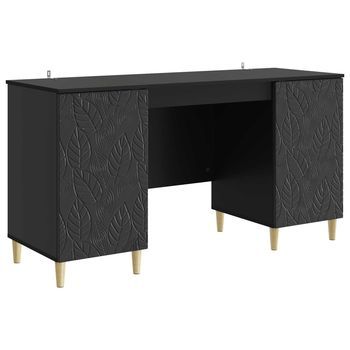 Escritorio Negro Madera De Ingeniería 142,5 X 50 X 75 Cm Vidaxl