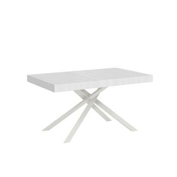 Mesa Extensible 90x140/400 Cm Karida Fresno Blanco Patas Blanca