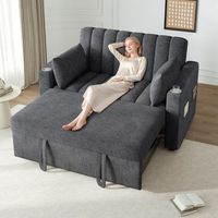 sofa cama multifuncional de 2 plazas respaldo ajustable con portavasos color gris