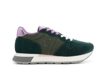 zapatillas de mujer en ante y tejido. green 38