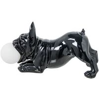 lampara sobremesa resina perro negro brillo 1xg9 led inclui