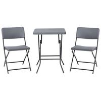 conjunto de balcon mesa y 2 sillas asiento y respaldo de material sintetico patas de acero plegable resistente a la intemperie gris trappeto