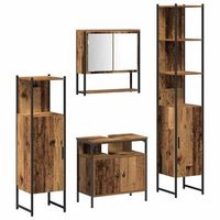 juego de muebles de bano  armario de bano con estante 4 piezas madera vieja