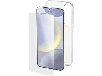 Funda + Protector pantalla - CellularLine KIT CASE GLASS, Samsung Galaxy S25, Transparente