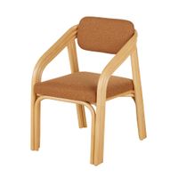 silla de comedor envolvente en ratan y tejido marron