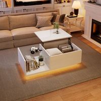 mesa de centro elevable 100 x 50 cm con compartimento oculto y luces led