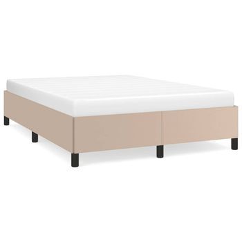 Cama Matrimonial | Cama Para Adultos | Estructura De Cama Cuero Sintético Color Capuchino 140x190 Cm