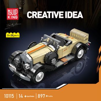 Mould King 10115, bloques de construcción de un coche clásico de época, 897 piezas, modelo de coche antiguo retro, juguete coleccionable para ensamblar.