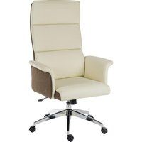 elegance high faux-leather executive chair - cream  brown cream