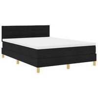 cama box spring led con tiras led negro 140 x 190 cm tela vidaxl