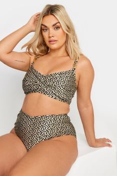 Yours Bragas Bikini Diseño De Grecas Negras Y Brillo Dorado
