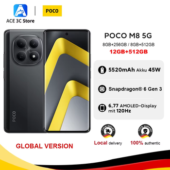 Versión Global POCO M8 5G 512GB 256GB Snapdragon 6 Gen 3 Smartphone Pantalla AMOLED de 6.77