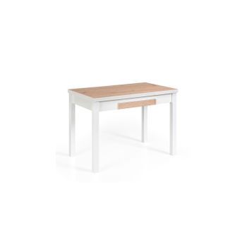 Mesa Cocina Extensible Madera Modelo Noli 100/160x60x76 - Blanco Y Roble Amazonas