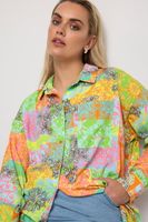 limited collection camisa verde y naranja estampado barroco mujer curvy y tallas grandes yours